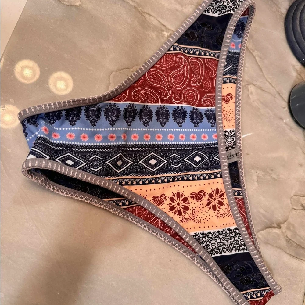 Colorful Patterned Bikini Set strapless LARGE